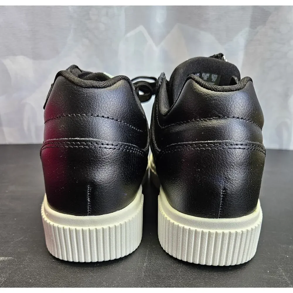 Ryka Victory Leather Wedge Sneaker Side Zip Black Women US 5M Platform Shoes NIB